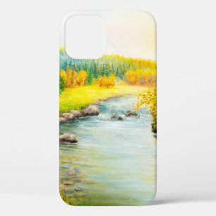 oil painting of beautifl autumn landscape, forest iPhone 12 case