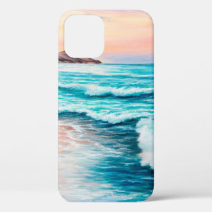 oil painting of beautiful purple sunset over ocea iPhone 12 case
