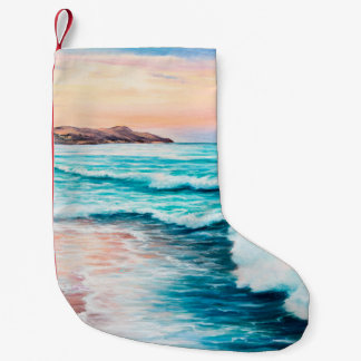  oil painting of beautiful purple sunset over ocea small christmas stocking