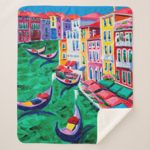 oil painting of beautiful Venice, Italy on canvas Sherpa Blanket