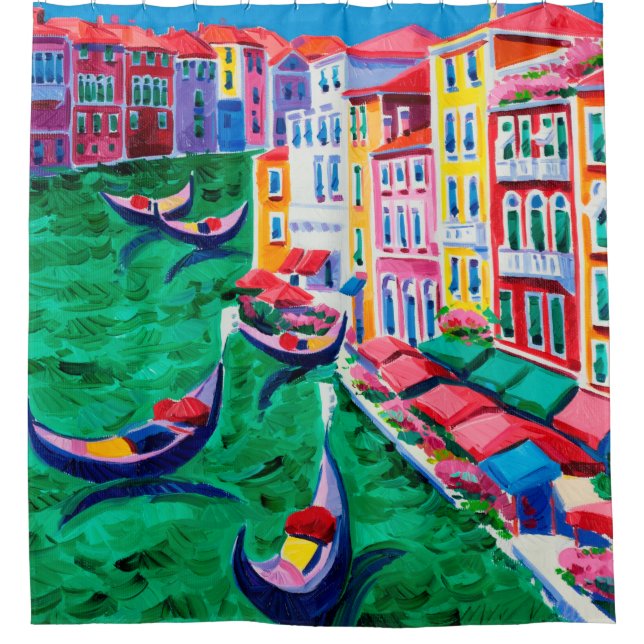  oil painting of beautiful Venice, Italy on canvas Shower Curtain (Front)