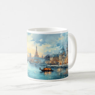 Oil Painting Of City And River Coffee Mug