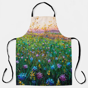 oil painting of flowers, beautiful field flowers apron