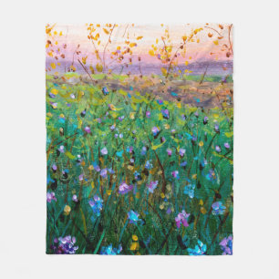  oil painting of flowers, beautiful field flowers  fleece blanket