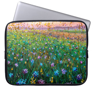  oil painting of flowers, beautiful field flowers  laptop sleeve