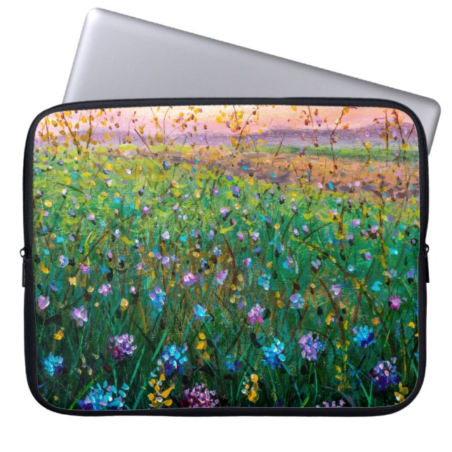  oil painting of flowers, beautiful field flowers  laptop sleeve (Front)