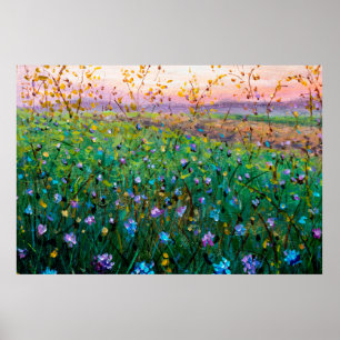 oil painting of flowers, beautiful field flowers poster
