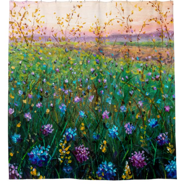  oil painting of flowers, beautiful field flowers  shower curtain (Front)