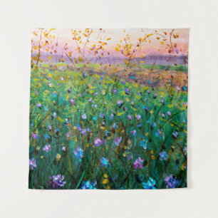  oil painting of flowers, beautiful field flowers  tapestry