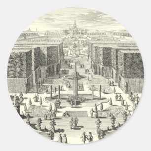 Oil Painting of Fountains at Garden of Versailles Classic Round Sticker