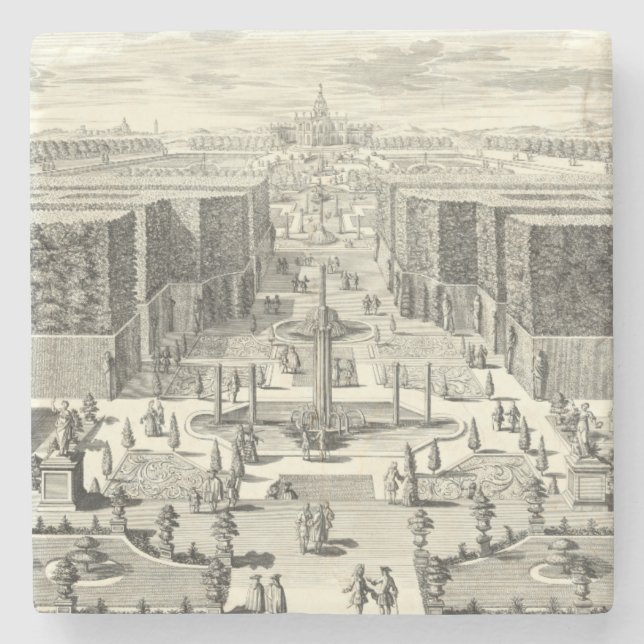Oil Painting of Fountains at Garden of Versailles Stone Coaster (Front)