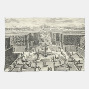 Oil Painting of Fountains at Garden of Versailles Tea Towel
