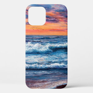 oil painting of Ocean and beach on canvas. Rich g iPhone 12 Case