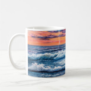 oil painting of Ocean and beach on canvas. Rich g Coffee Mug