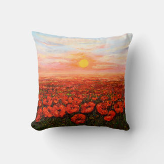 oil painting of Opium poppy( Papaver somniferum) Cushion