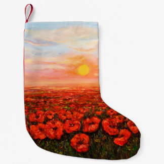  oil painting of Opium poppy( Papaver somniferum)  Small Christmas Stocking