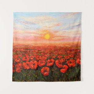 oil painting of Opium poppy( Papaver somniferum) Tapestry