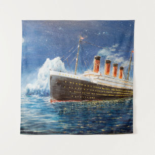 oil painting of Titanic and iceberg in ocean at n Tapestry