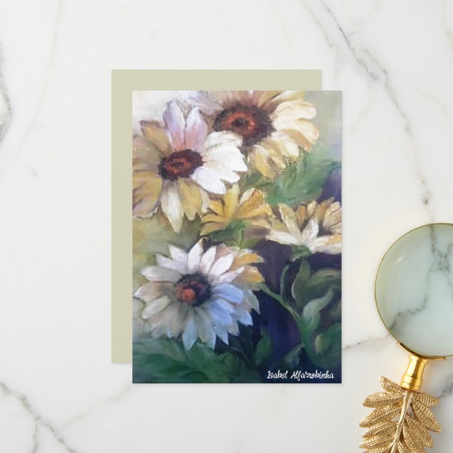 Oil painting of yellow daisies  thank you card (Creator Uploaded)