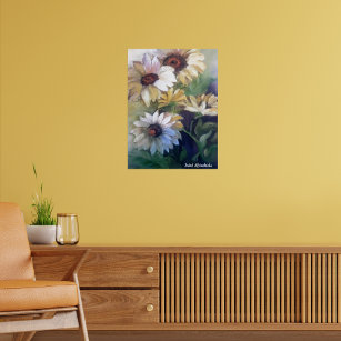 Oil painting of yellow daisies  thank you card poster