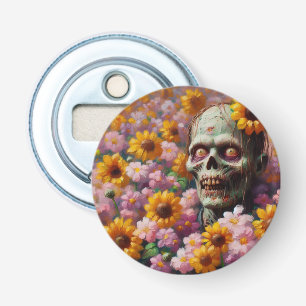 Oil Painting of Zombie in Flower Field Halloween Bottle Opener
