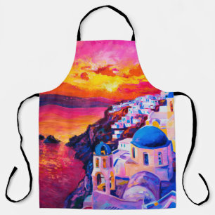 oil painting on canvas. Sunset over the island. M Apron