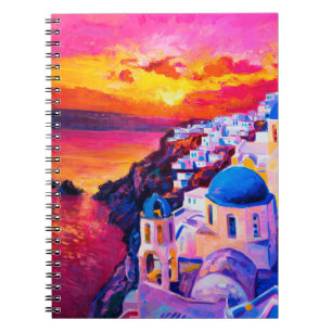  oil painting on canvas. Sunset over the island. M Notebook