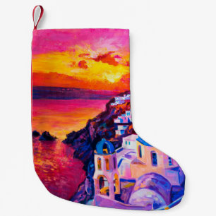 oil painting on canvas. Sunset over the island. M Small Christmas Stocking