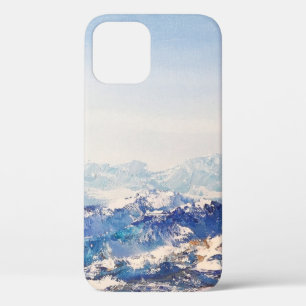 Oil painting on canvas View of of snowy Alp mounta iPhone 12 Case