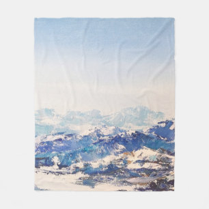 Oil painting on canvas View of of snowy Alp mounta Fleece Blanket