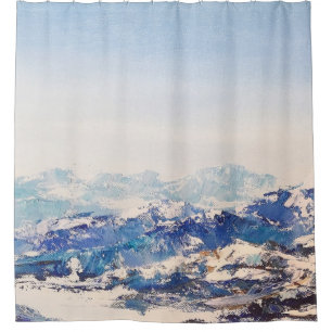Oil painting on canvas View of of snowy Alp mounta Shower Curtain