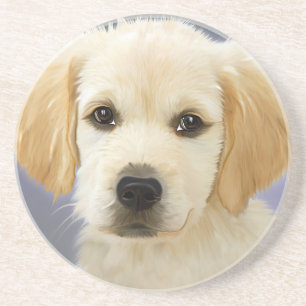 Oil Painting Portrait Of Labrador Retriever Puppy Coaster