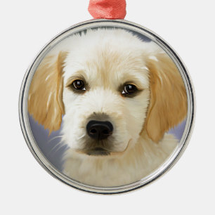 Oil Painting Portrait Of Labrador Retriever Puppy Metal Tree Decoration