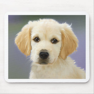 Oil Painting Portrait Of Labrador Retriever Puppy Mouse Mat