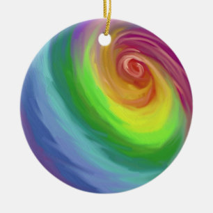 Oil painting rainbow swirl pattern ornament