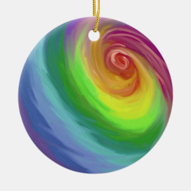 Oil painting rainbow swirl pattern ornament (Front)