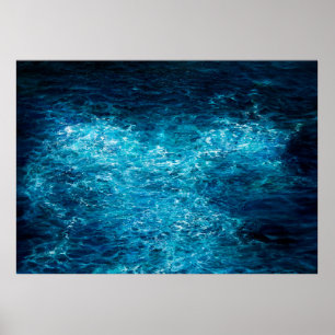 oil painting showing waves in ocean or sea on can poster