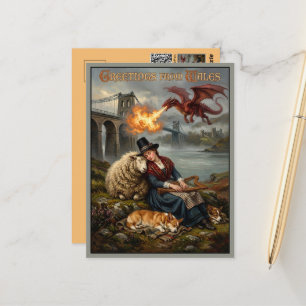 Oil Painting Style Greetings from Wales Postcard