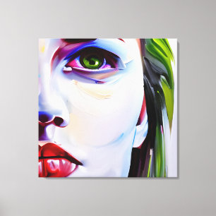 Oil Painting Style Sad Woman Canvas Print
