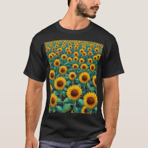 Oil Painting. Sunflower field. Modern art T-Shirt