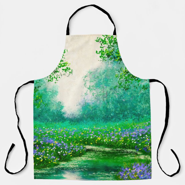Oil paintings landscape, spring, tree in the fores apron (Front)