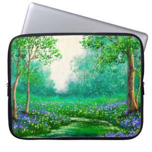 Oil paintings landscape, spring, tree in the fores laptop sleeve