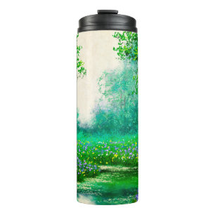 Oil paintings landscape, spring, tree in the fores thermal tumbler
