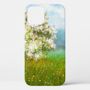 Oil paintings rural landscape, flowers in the fiel iPhone 12 case