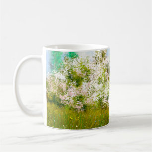Oil paintings rural landscape, flowers in the fiel coffee mug