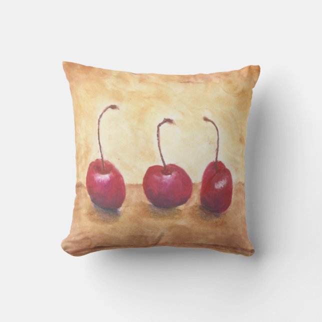 Oil Pastel Cherries Cushion (Front)