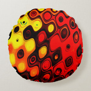 Oil pastel drawing. Abstract colour background. Fi Round Cushion