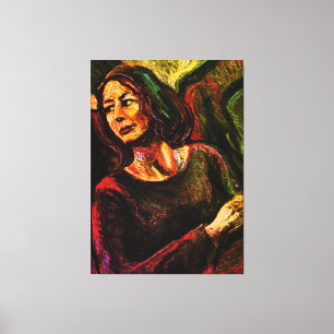 Oil pastel painitng of a woman on a train canvas print