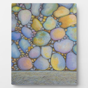Oil Pastel River Rock and Pebbles Plaque