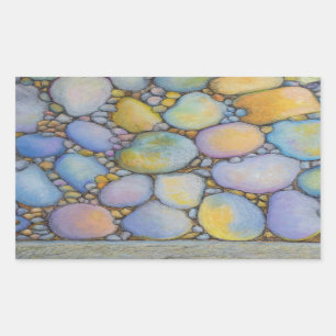 Oil Pastel River Rock and Pebbles Rectangular Sticker